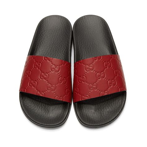 red slides gucci|gucci slides with buckle.